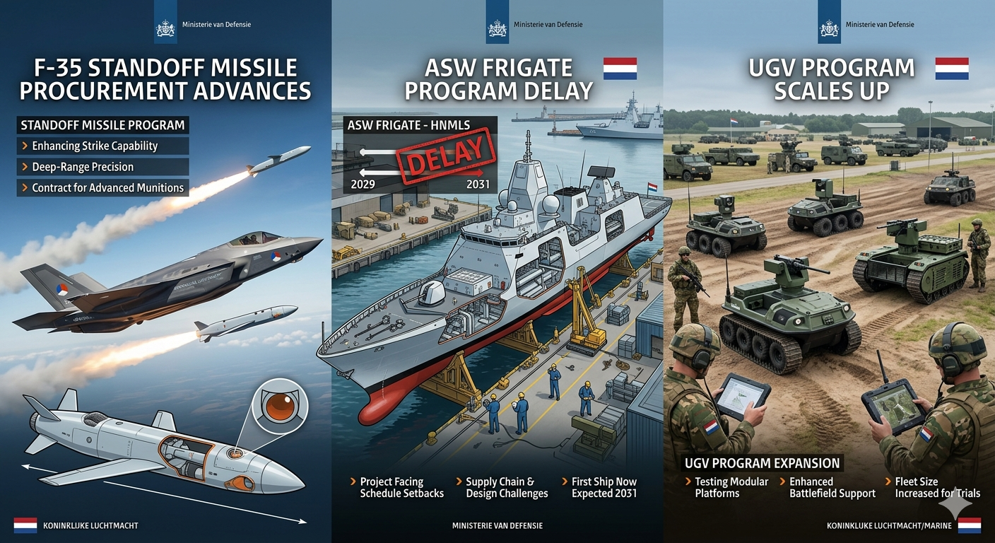 Dutch Ministry of Defence Advances F-35 Standoff Missile Procurement, Reveals ASW Frigate Delay, and Scales Up UGV Program